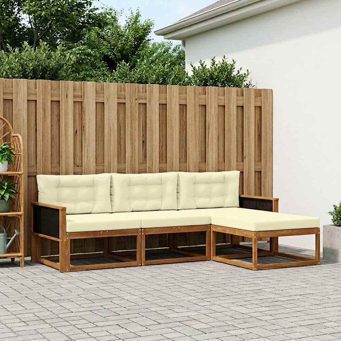 Set de canapele de exterior cu pernă 4 pcs Natural și Crem WALTI