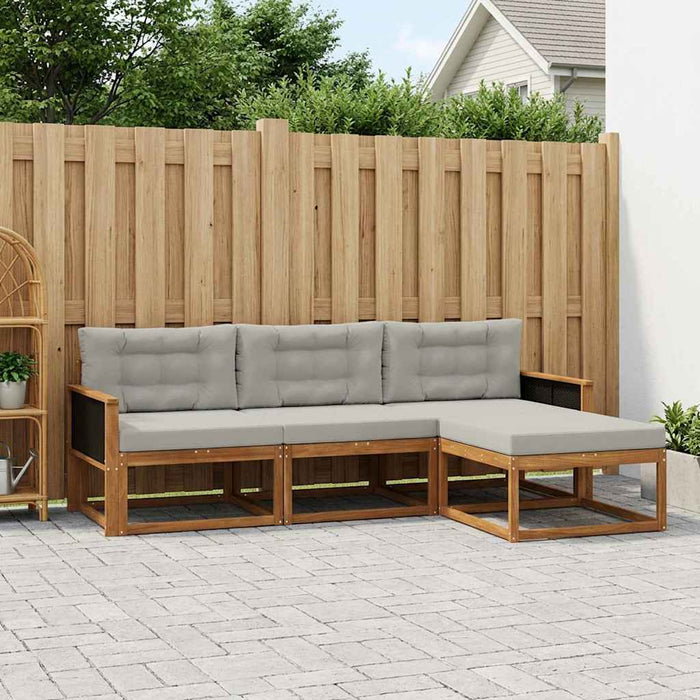 Set de canapele de exterior 4 pcs Natural și Gri deschis WALTI