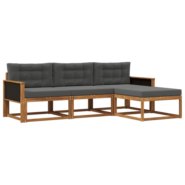 Set de canapele de exterior cu pernă 4 pcs Natural și Antracit WALTI