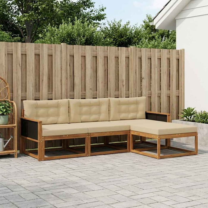 Set de canapele de exterior cu pernă 4 pcs Natural și Bej WALTI