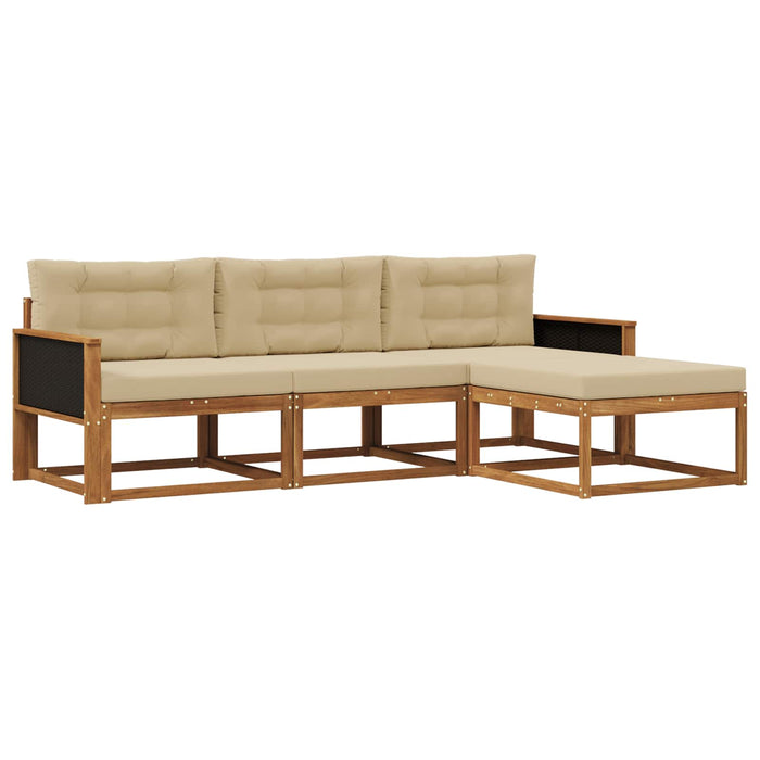 Set de canapele de exterior cu pernă 4 pcs Natural și Bej WALTI