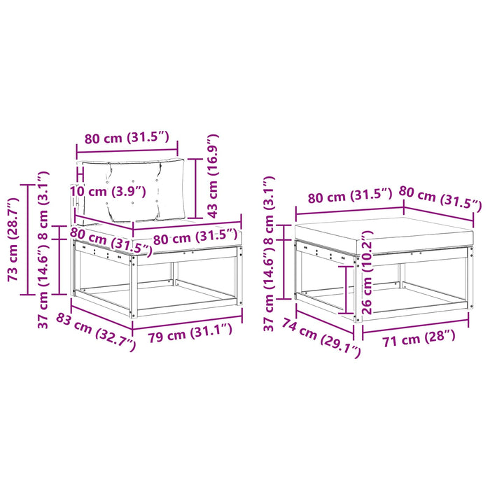 Set de canapele de exterior cu pernă 4 pcs Natural și Bej WALTI