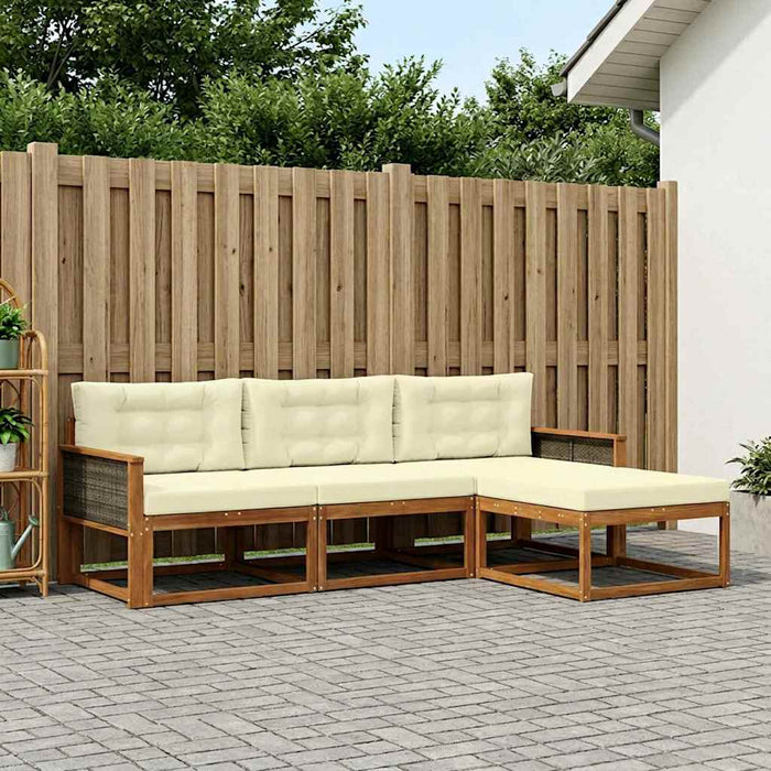 Set de canapele de exterior cu pernă 4 pcs Natural și Crem WALTI