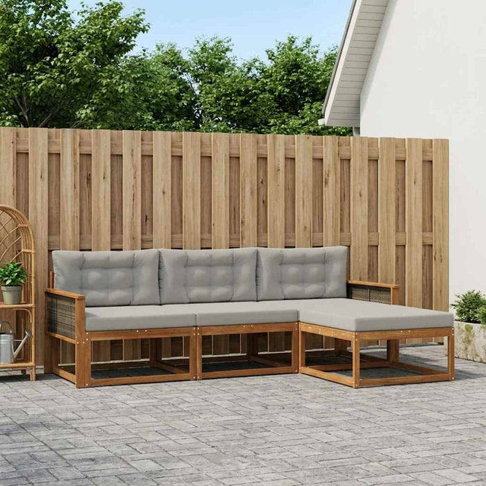 Set de canapele de exterior 4 pcs Natural și Gri deschis WALTI