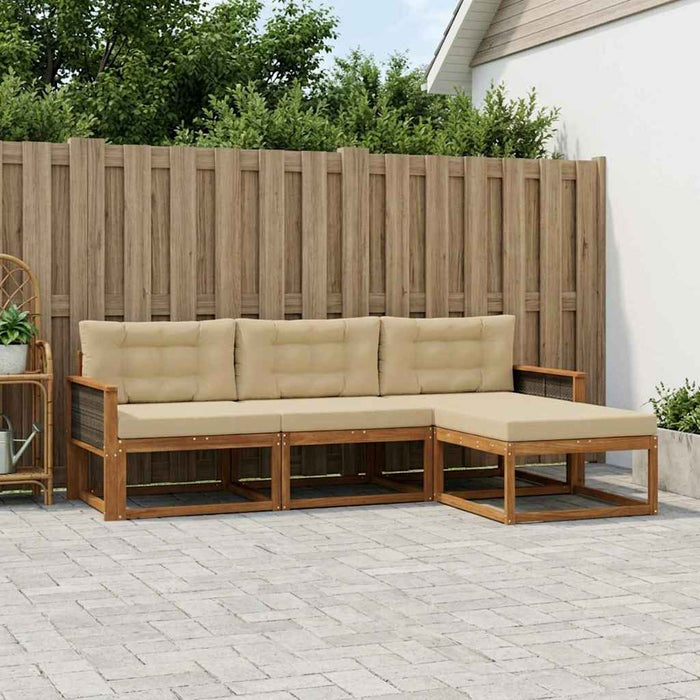 Set de canapele de exterior cu pernă 4 pcs Natural și Bej WALTI