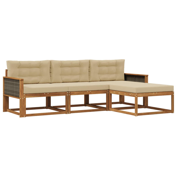 Set de canapele de exterior cu pernă 4 pcs Natural și Bej WALTI