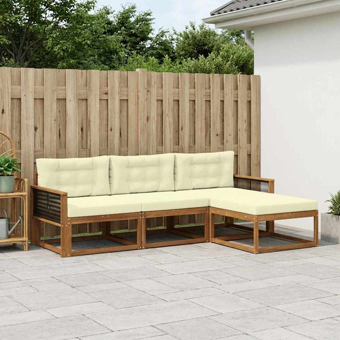 Set de canapele de exterior cu pernă 4 pcs Natural și Crem WALTI