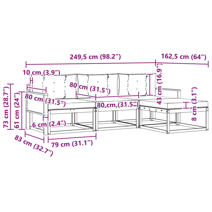 Set de canapele de exterior cu pernă 4 pcs Natural și Crem WALTI