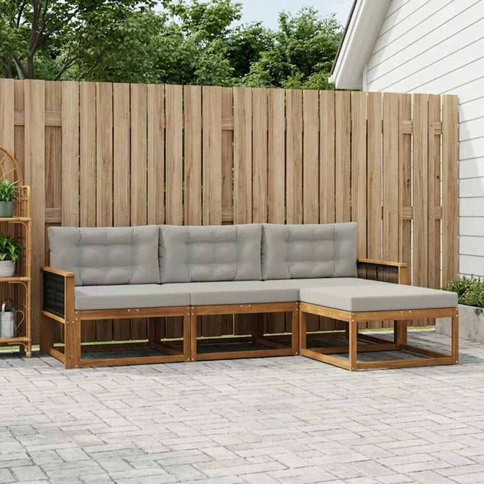 Set de canapele de exterior 4 pcs Natural și Gri deschis WALTI