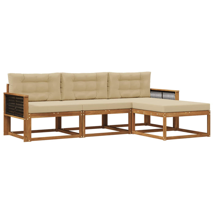 Set de canapele de exterior cu pernă 4 pcs Natural și Bej WALTI