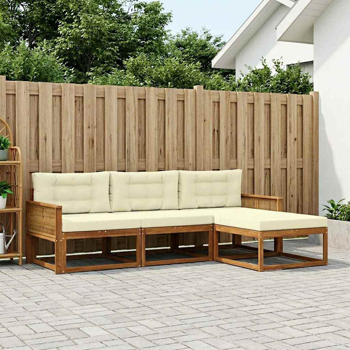 Set de canapele de exterior cu pernă 4 pcs Natural și Crem WALTI