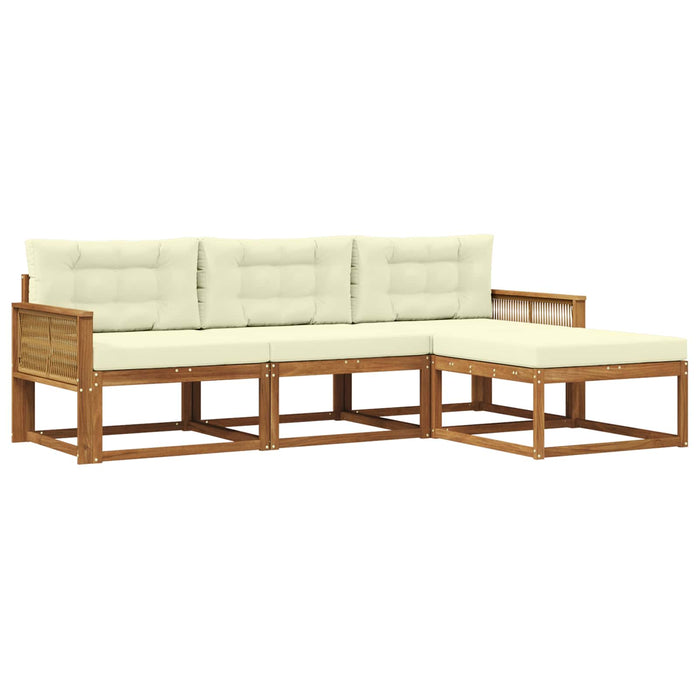 Set de canapele de exterior cu pernă 4 pcs Natural și Crem WALTI