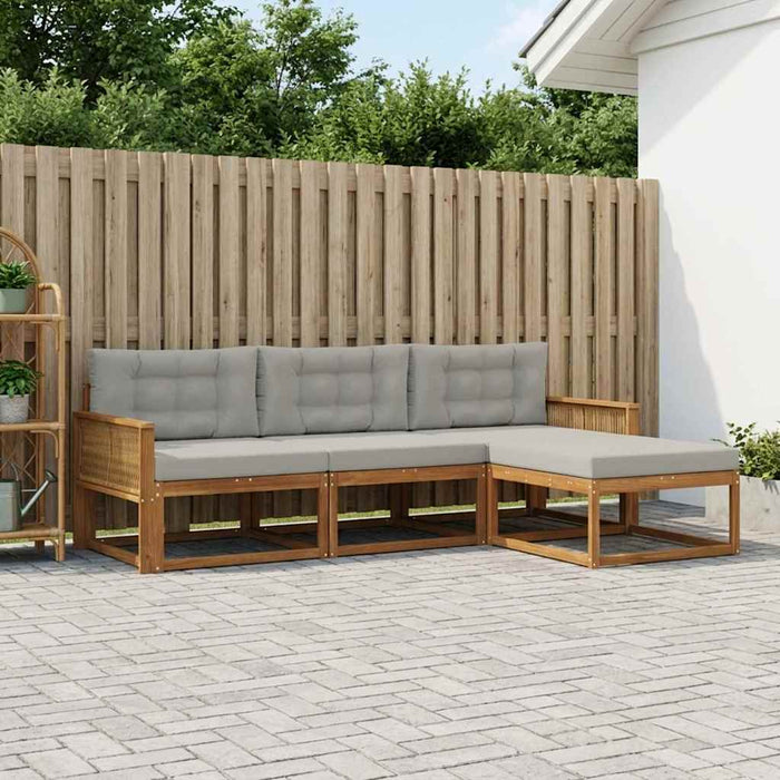 Set de canapele de exterior 4 pcs Natural și Gri deschis WALTI