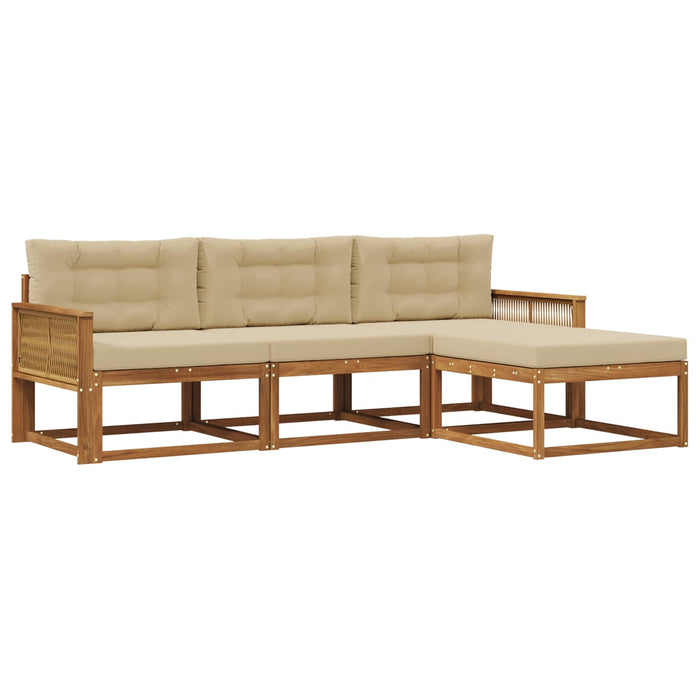 Set de canapele de exterior cu pernă 4 pcs Natural și Bej WALTI