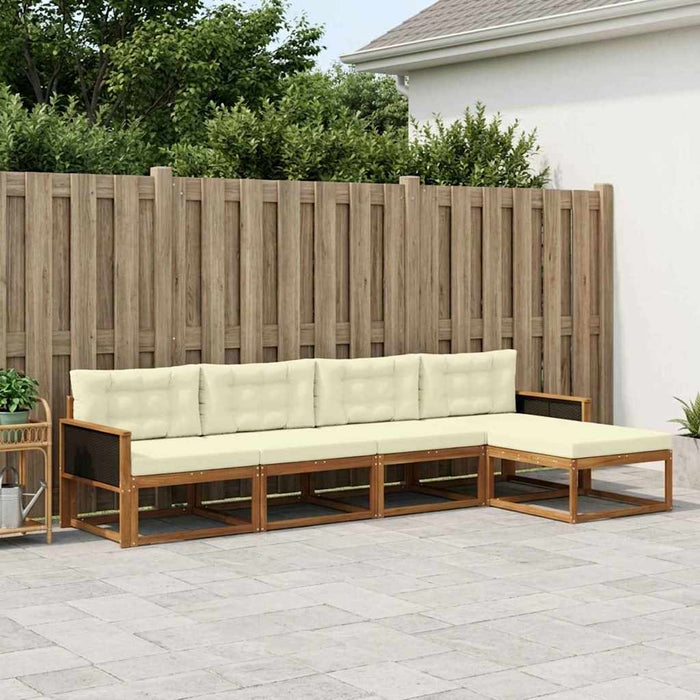 Set de canapele de exterior cu pernă 5 pcs Natural și Crem WALTI