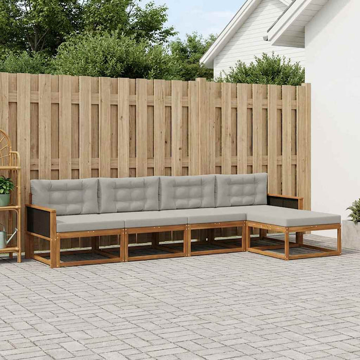 Set de canapele de exterior 5 pcs Natural și Gri deschis WALTI