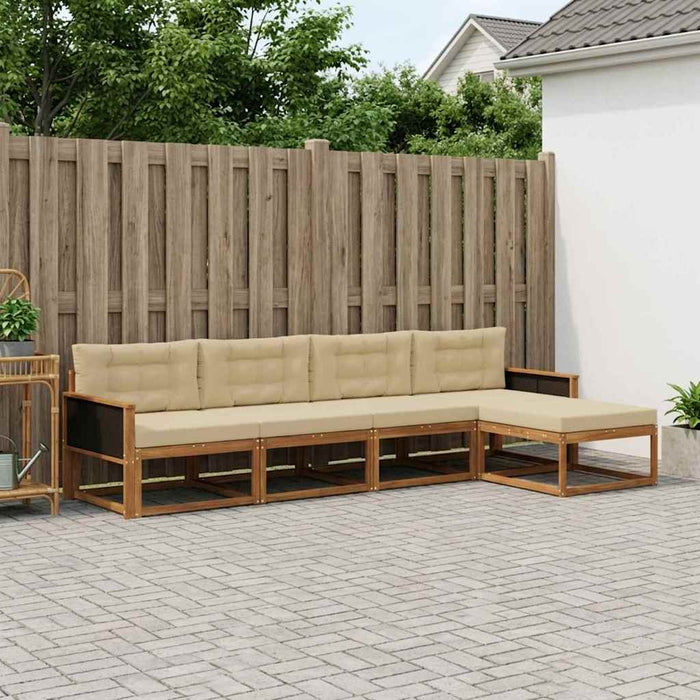 Set de canapele de exterior cu pernă 5 pcs Natural și Bej WALTI