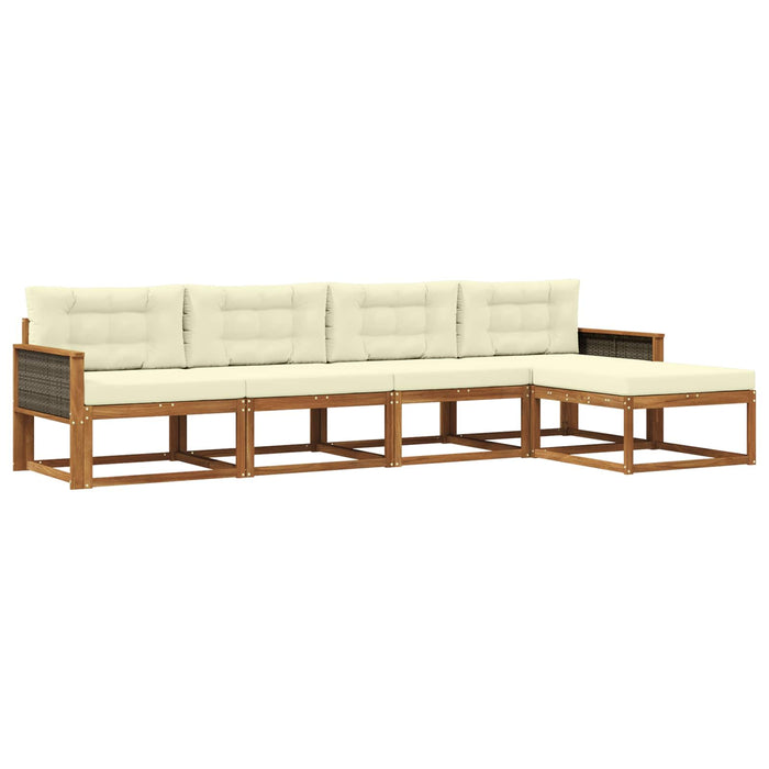 Set de canapele de exterior cu pernă 5 pcs Natural și Crem WALTI