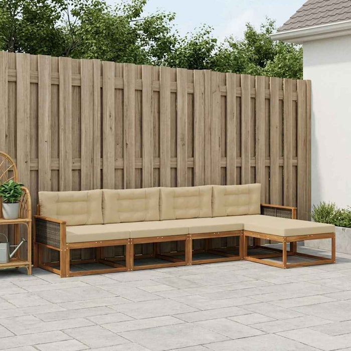 Set de canapele de exterior cu pernă 5 pcs Natural și Bej WALTI