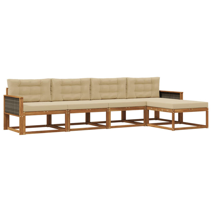 Set de canapele de exterior cu pernă 5 pcs Natural și Bej WALTI