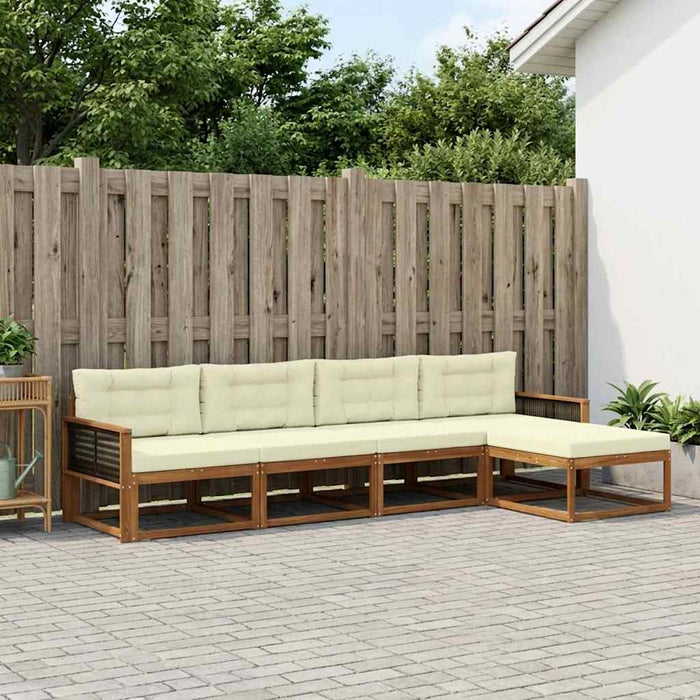 Set de canapele de exterior cu pernă 5 pcs Natural și Crem WALTI