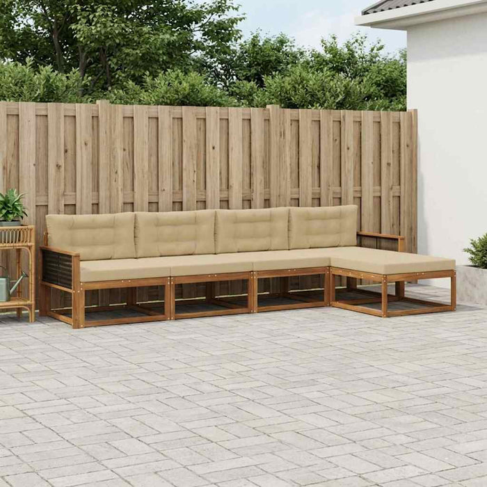 Set de canapele de exterior cu pernă 5 pcs Natural și Bej WALTI