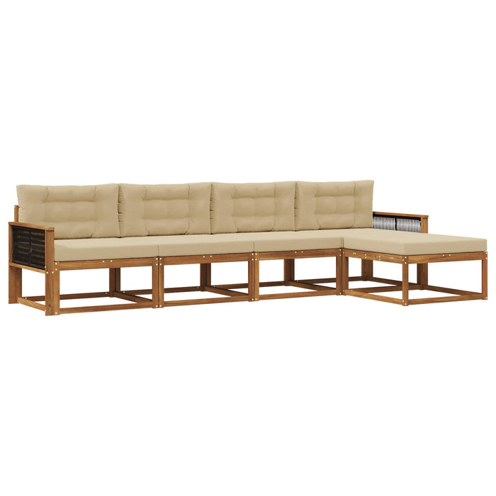 Set de canapele de exterior cu pernă 5 pcs Natural și Bej WALTI