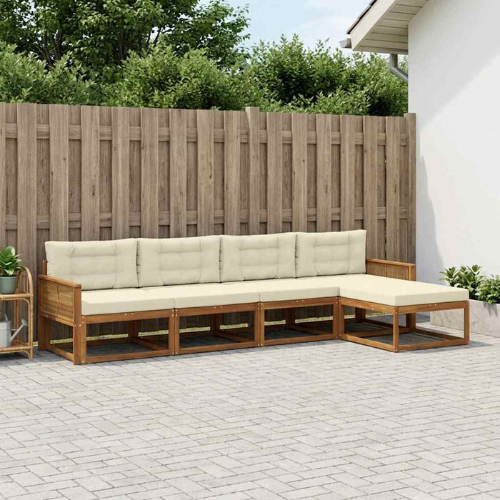 Set de canapele de exterior cu pernă 5 pcs Natural și Crem WALTI