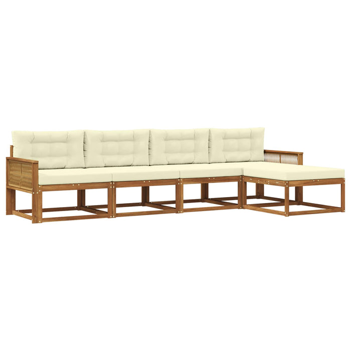 Set de canapele de exterior cu pernă 5 pcs Natural și Crem WALTI