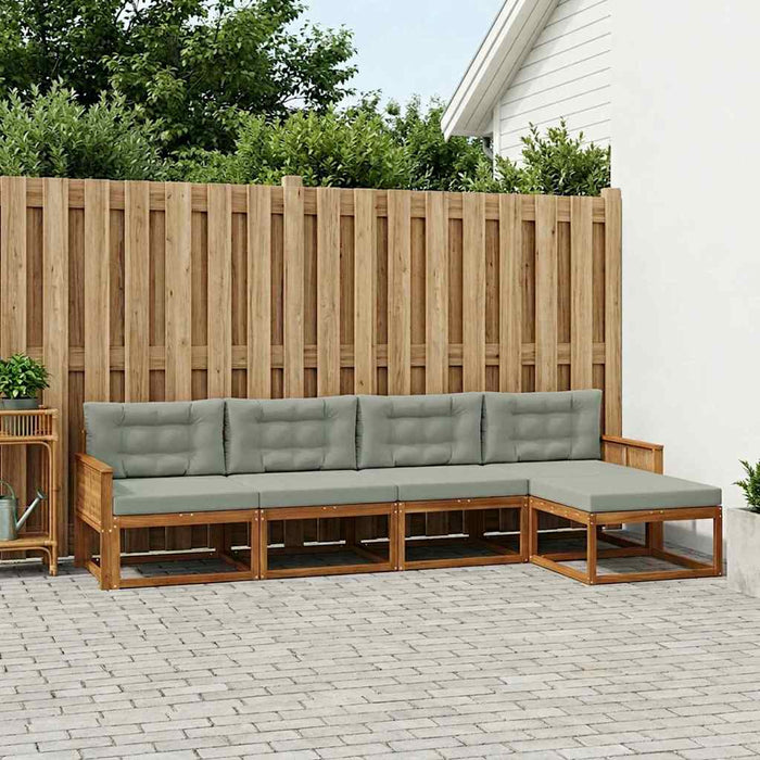 Set de canapele de exterior 5 pcs Natural și Gri deschis WALTI