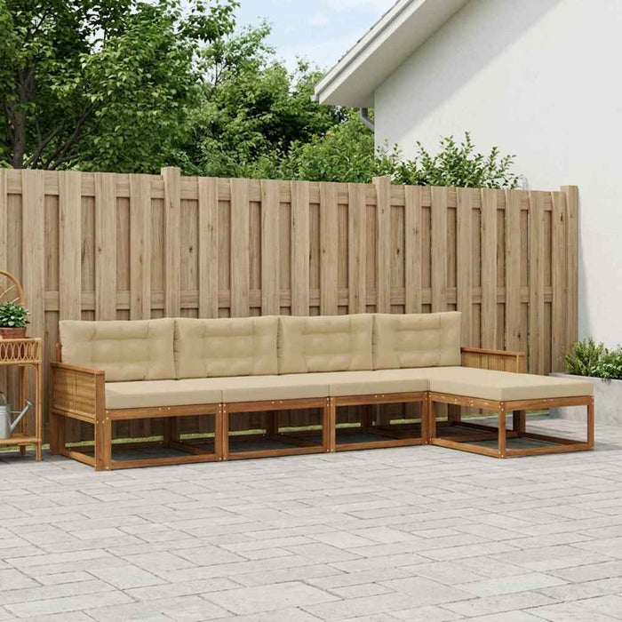 Set de canapele de exterior cu pernă 5 pcs Natural și Bej WALTI