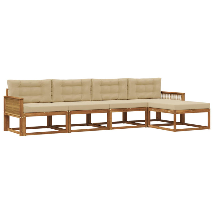 Set de canapele de exterior cu pernă 5 pcs Natural și Bej WALTI