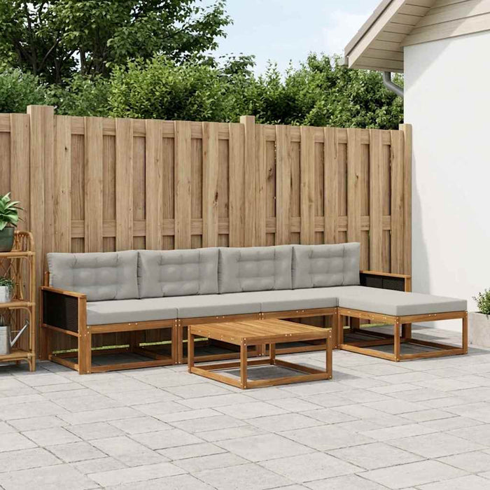 Set de canapele de exterior 6 pcs Natural și Gri deschis WALTI