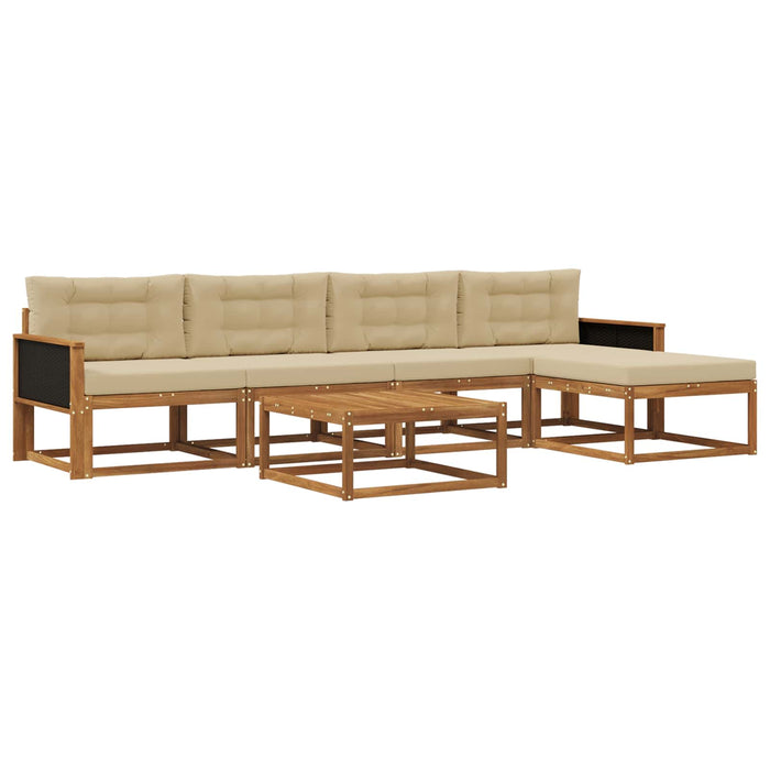 Set de canapele de exterior cu pernă 6 pcs Natural și Bej WALTI