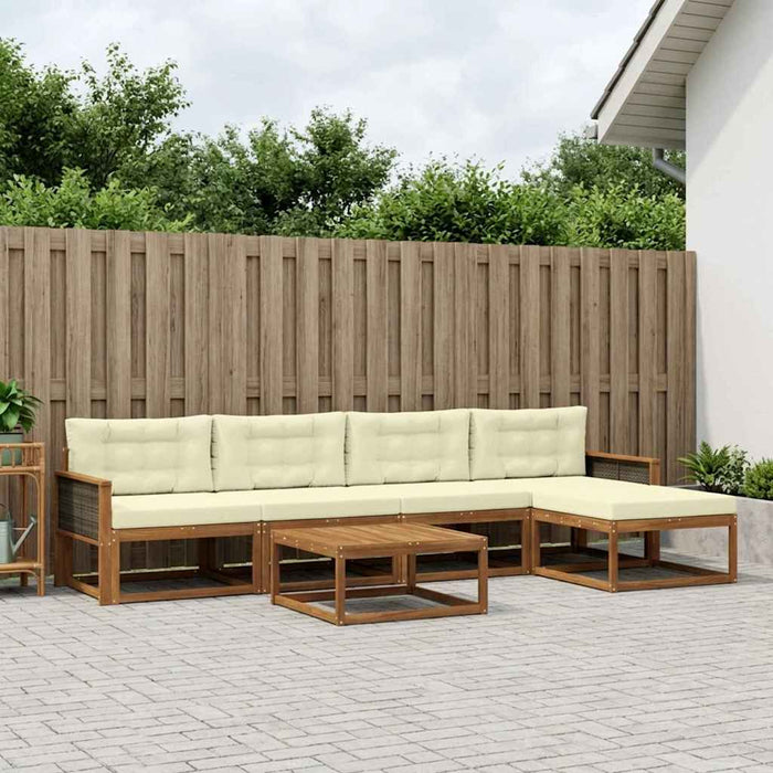 Set de canapele de exterior cu pernă 6 pcs Natural și Crem WALTI