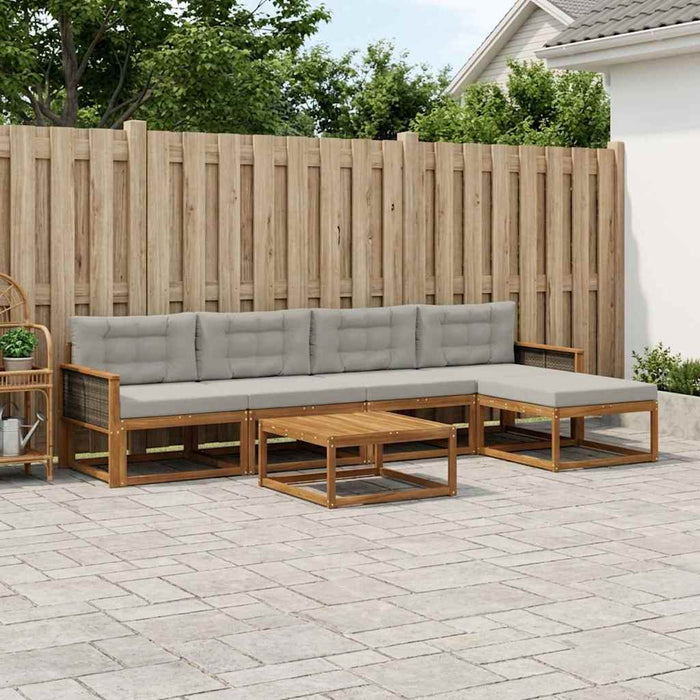 Set de canapele de exterior 6 pcs Natural și Gri deschis WALTI