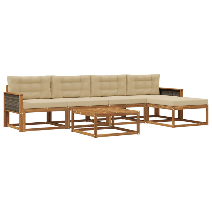 Set de canapele de exterior cu pernă 6 pcs Natural și Bej WALTI