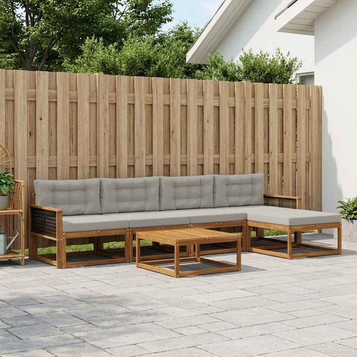 Set de canapele de exterior 6 pcs Natural și Gri deschis WALTI