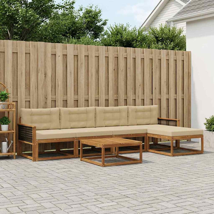 Set de canapele de exterior cu pernă 6 pcs Natural și Bej WALTI
