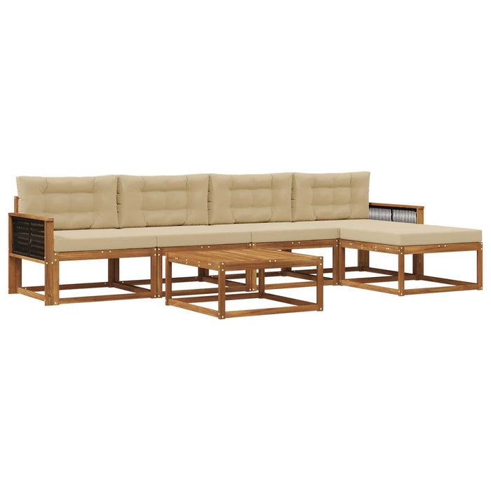 Set de canapele de exterior cu pernă 6 pcs Natural și Bej WALTI