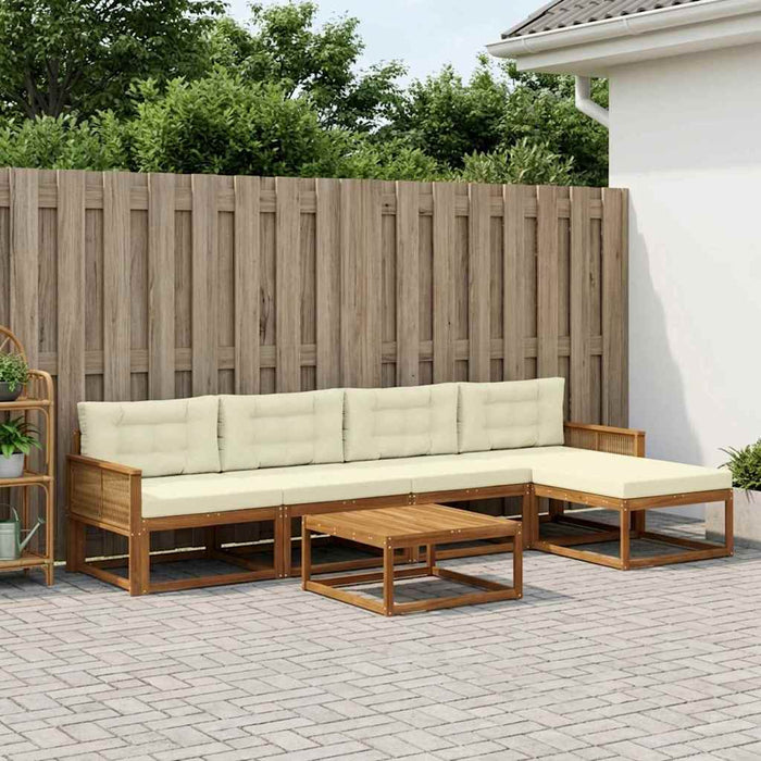 Set de canapele de exterior cu pernă 6 pcs Natural și Crem WALTI