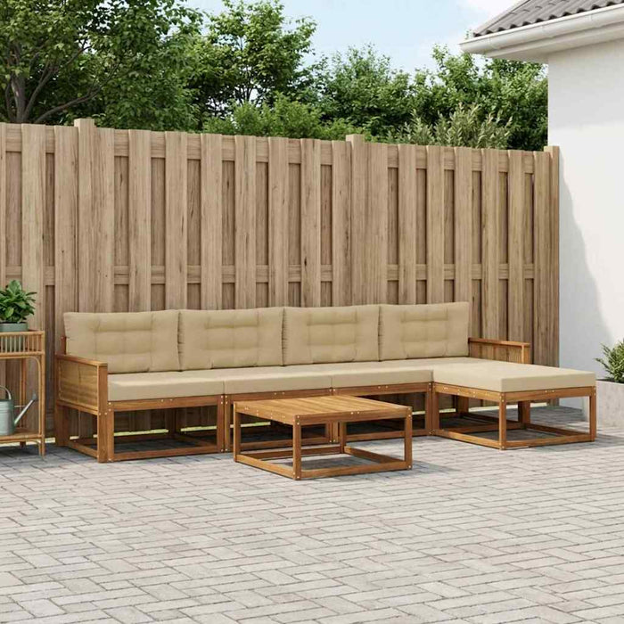 Set de canapele de exterior cu pernă 6 pcs Natural și Bej WALTI
