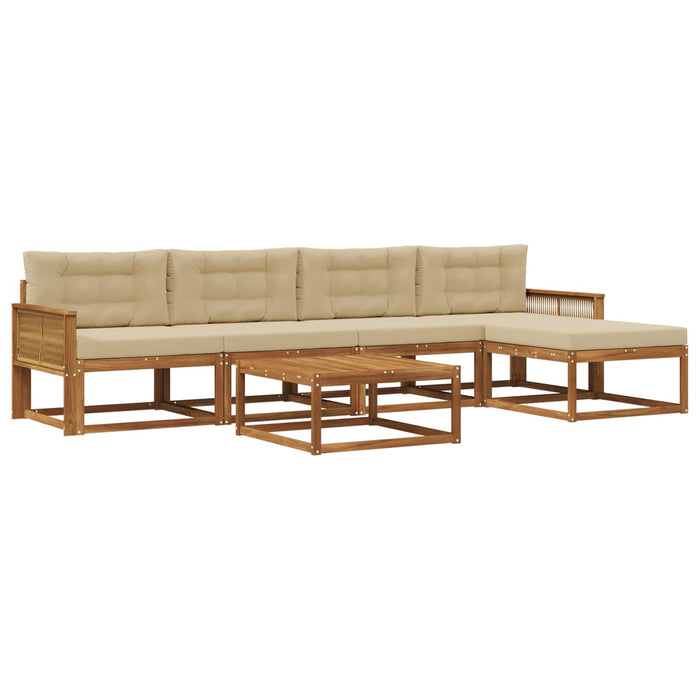 Set de canapele de exterior cu pernă 6 pcs Natural și Bej WALTI