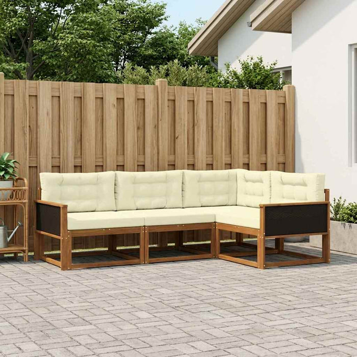 Set de canapele de exterior cu pernă 4 pcs Natural și Crem WALTI