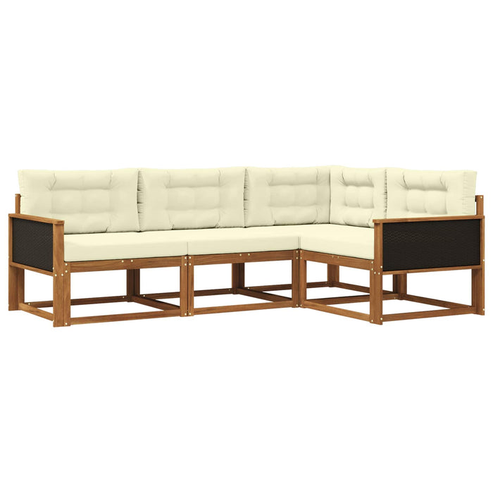 Set de canapele de exterior cu pernă 4 pcs Natural și Crem WALTI