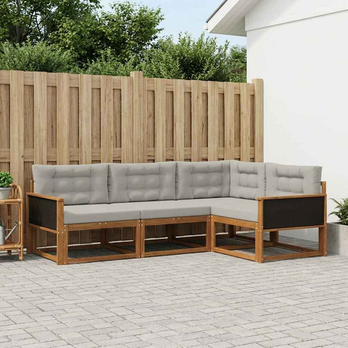 Set de canapele de exterior 4 pcs Natural și Gri deschis WALTI