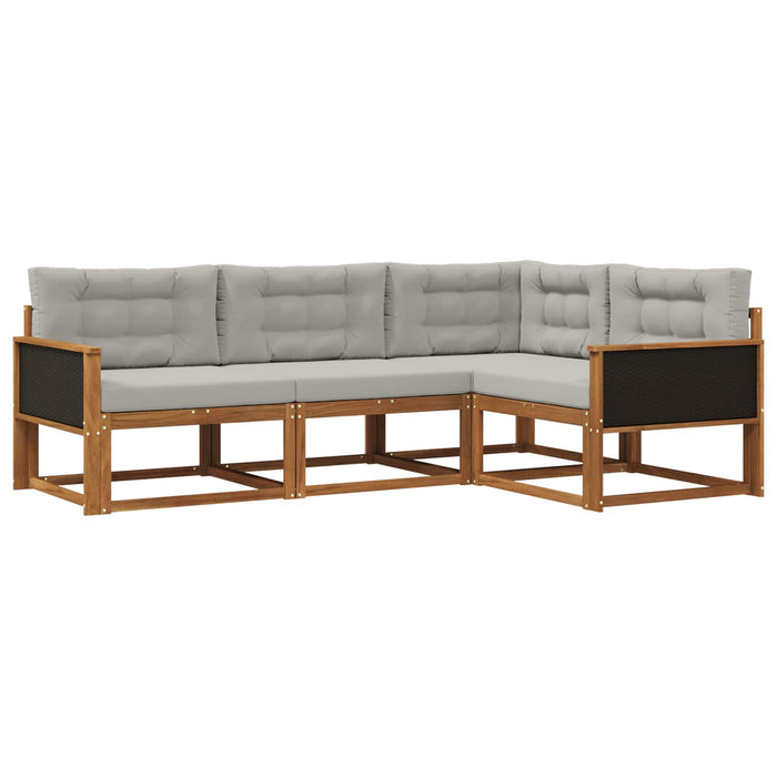 Set de canapele de exterior 4 pcs Natural și Gri deschis WALTI