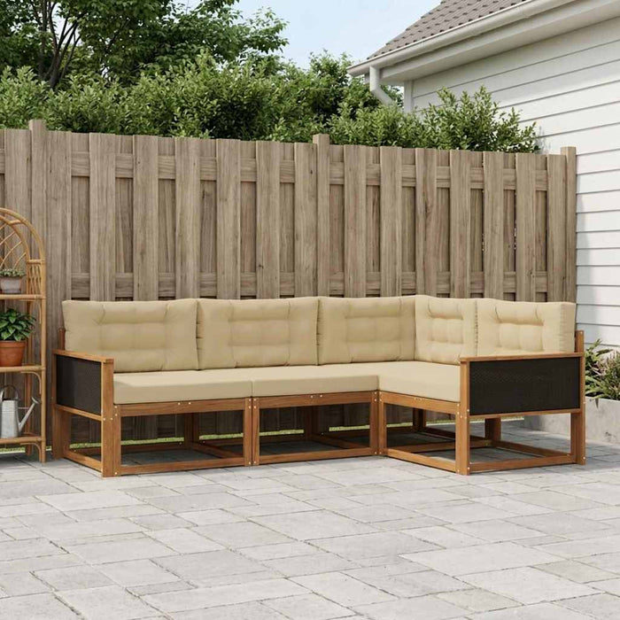 Set de canapele de exterior cu pernă 4 pcs Natural și Bej WALTI