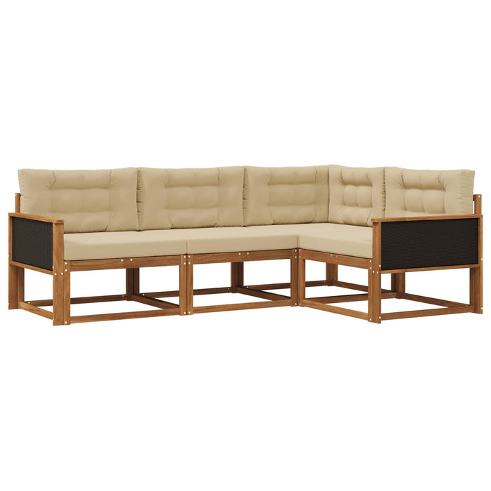 Set de canapele de exterior cu pernă 4 pcs Natural și Bej WALTI