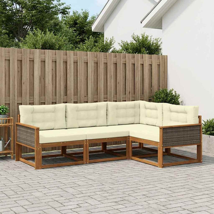 Set de canapele de exterior cu pernă 4 pcs Natural și Crem WALTI